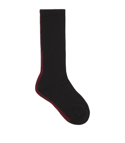 Burberry Logo Stripe Knee Socks In Black