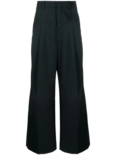 Ami Alexandre Mattiussi Wide-legged Tailored Trousers In Green