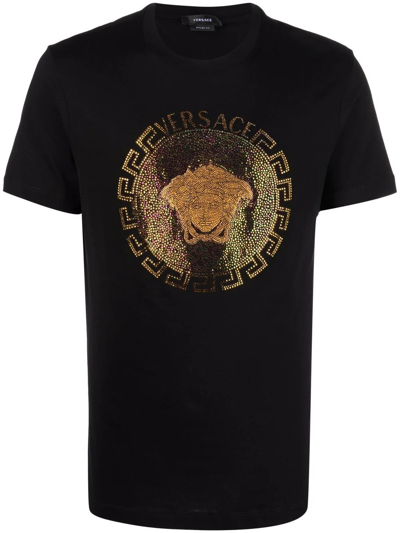 Versace Medusa Head Crystal-embellished T-shirt In Black