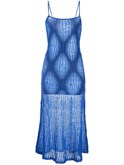 Diesel Knitted Flared Dress In Blue