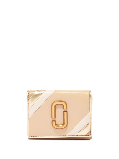 Marc Jacobs The Glam Shot Shiny Mini Trifold Wallet In Neutrals