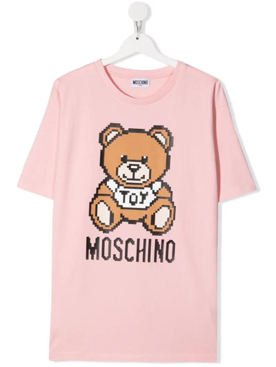Moschino Kids' Teddy Bear Graphic T-shirt In Pink