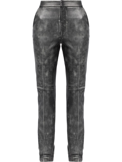 Alexander Wang Washed Leather Trousers In Black