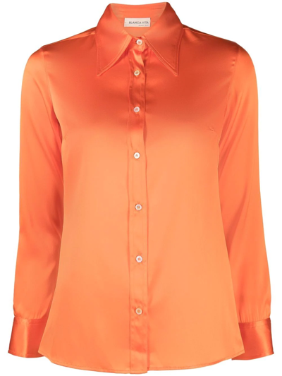 Blanca Vita Long-sleeved Silk Shirt In Corniola