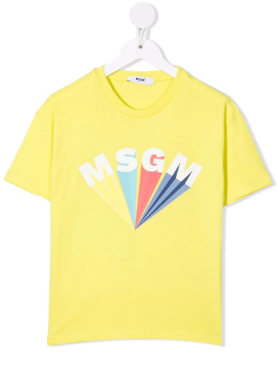 Msgm Kids' Yellow T-shirt For Boy With Logo