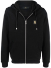 Belstaff Black French Terry Zip Hoodie In Black