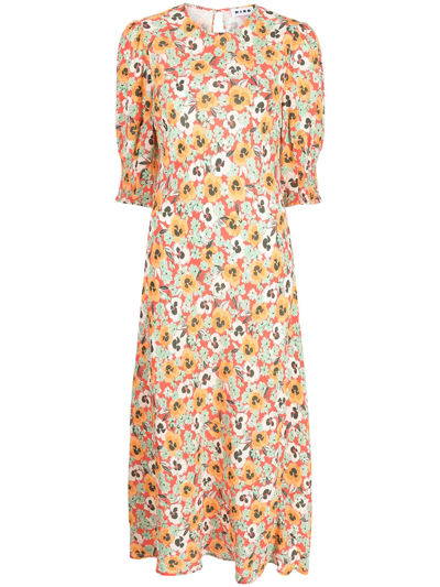 Rixo London Jess Floral-print Crepe De Chine Midi Dress In Orange ...