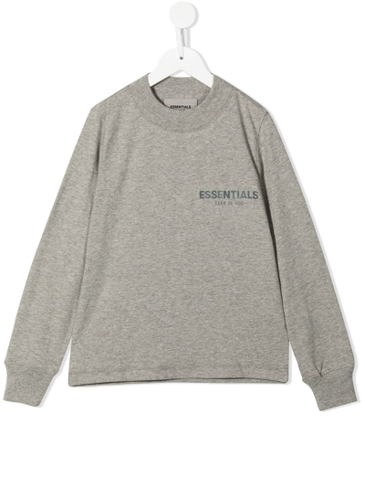 Essentials Kids' Logo-print Crew Sweatshirt In Grey