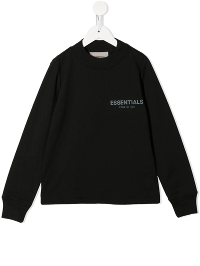 Essentials Kids' Logo-print Cotton Sweatshirt In Black