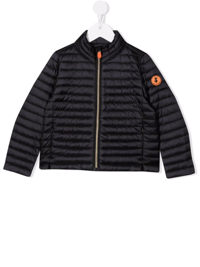 Save The Duck Kids' Logo-patch Padded Jacket In Black