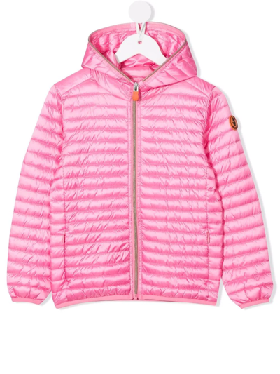 Save The Duck Kids' Logo-patch Padded Jacket In Pink