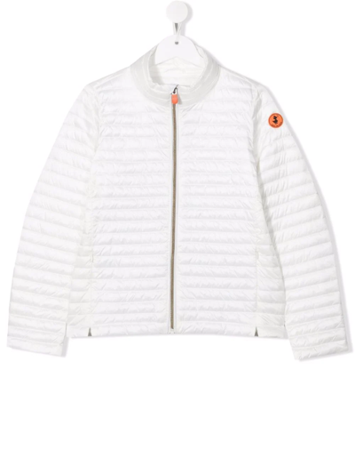 Save The Duck Teen Logo-patch Padded Jacket In White