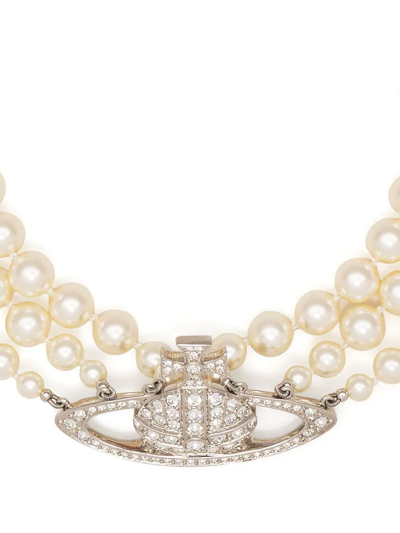 Vivienne Westwood Orb Pearl-detail Necklace In Silver