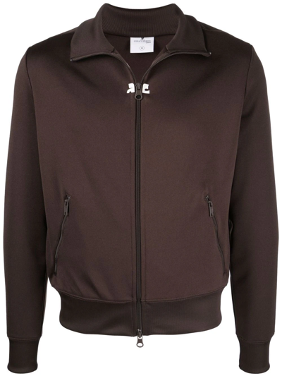Courrèges Zip-up Funnel Neck Jacket In Brown