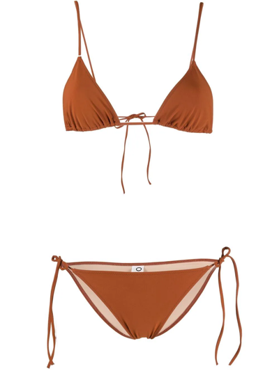 Lido Self-tie Mid-rise Bikini In Brown