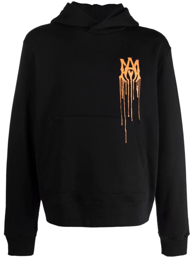 Amiri Paint Drip Ma Logo Cotton Hoodie In Black ModeSens