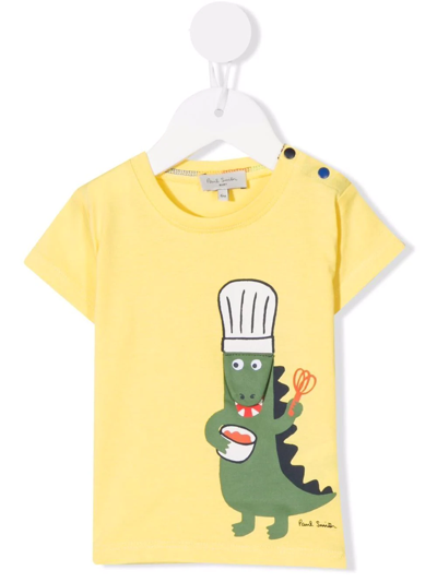 Paul Smith Junior Babies' Interactive Dinosaur Chef T-shirt (3-36 Months) In Yellow