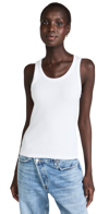 Agolde Poppy Ribbed Stretch Organic Cotton And Tencel-blend Jersey Tank In White