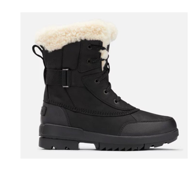 Sorel Torino Ii Shearling Waterproof Winter Black Boots In Black, Sea Salt