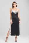 Natori Enchant Lace Slit Gown Dress In Black Ivory