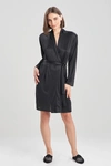 Natori Aphrodite Satin Long Robe In Black