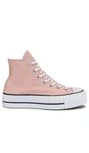 Converse Chuck Taylor All Star Hi Lift Canvas Platform Sneakers In Pink Clay In Pink Clay  Black  & White