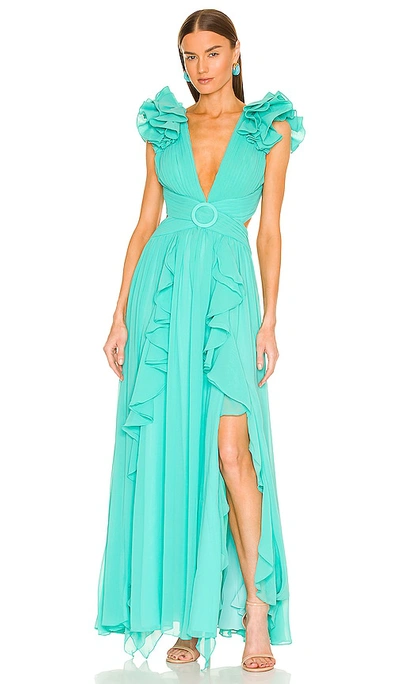 Patbo Flutter Sleeve Maxi Dress In Cyan