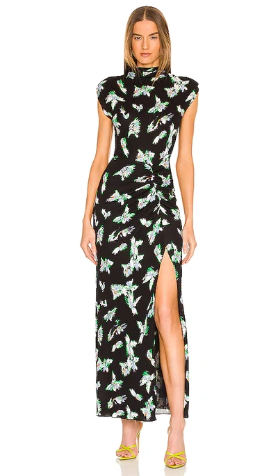 Diane Von Furstenberg Apollo Printed Ruched Jersey Maxi Dress In Black |  ModeSens