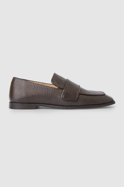 Cos Square-toe Leather Loafers In Brown