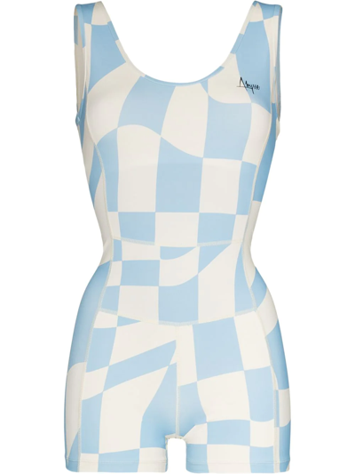 Abysse Kelea Check-print Playsuit In Blue