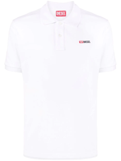 Diesel Logo-print Polo Shirt In White