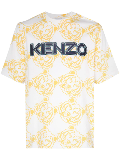 Kenzo Oversized Logo Pattern T-shirt In White | ModeSens