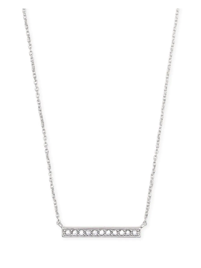 Kendra Scott Women's Addison Rhodium-plated & Cubic Zirconia Bar Pendant Necklace In Silver