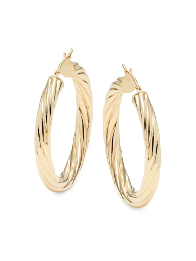 Saks Fifth Avenue Made In Italy Women's 14k Yellow Gold Twist Tube Hoop Earrings