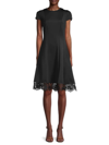 Donna Ricco Women's Lace-trim A-line Dress In Black