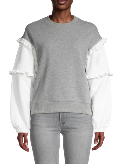 Rebecca Minkoff Women's Evelyn Ruffle Heathered Sweatshirt In Grey