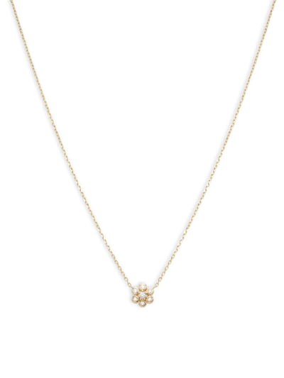 Saks Fifth Avenue Women's 14k Yellow Gold & 0.1 Tcw Diamond Flower Pendant Necklace
