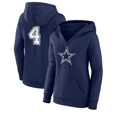 Fanatics Women's  Branded Dak Prescott Navy Dallas Cowboys Player Icon Name And Number V-neck Pullove