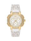 Michael Kors Sidney Multifunction Logo-strap Watch In White/gold