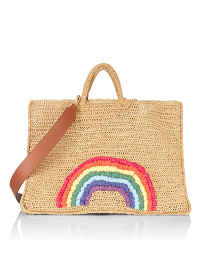 Mehry Mu Large Raffia Embroidered Rainbow Tote In Natural