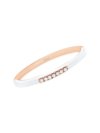 Djula Women's Marbella 14k Pink Gold, White Enamel & Diamond Ring