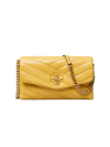 Tory Burch Kira Chevron Leather Wallet-on-chain In Golden Sunset