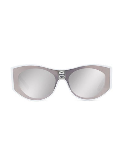 Givenchy 4g Oval Sunglasses In White Smoke Mirror