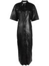 Nanushka Taissa Pleated-sleeve Vegan Leather Midi Dress In Black