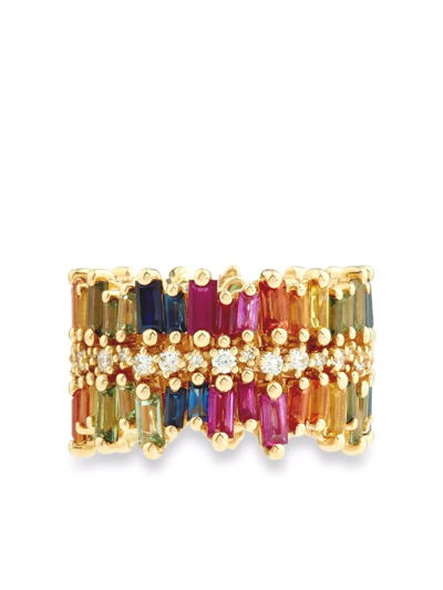 Suzanne Kalan 18kt Yellow Gold Sapphire Triple Row Eternity Band