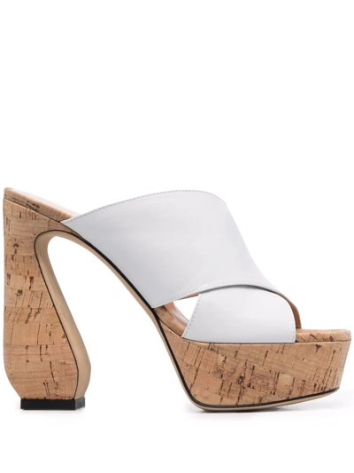 Si Rossi Cork Platform Open-toe Sandals In Bianco
