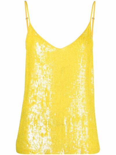 P.a.r.o.s.h Sequined Sleeveless Tank Top In Yellow