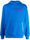 Just Don Contrasting Embroidery Cotton Hoodie In Blau
