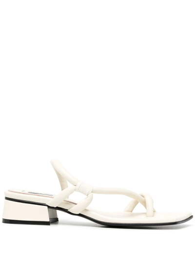Reike Nen Noodle Strappy Leather Slide Sandals In Off White
