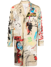 Dsquared2 Graphic-print Single-breasted Coat In Nude